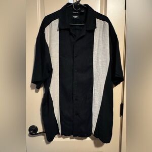 Haggar Black and Tan Casual Button Down Shirt Men